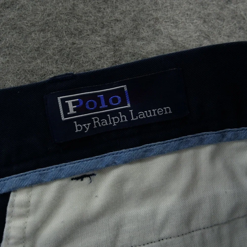 Polo Ralph Lauren Shorts Mens 42  Blue Classic Pleated Chino Cotton Casual Prep